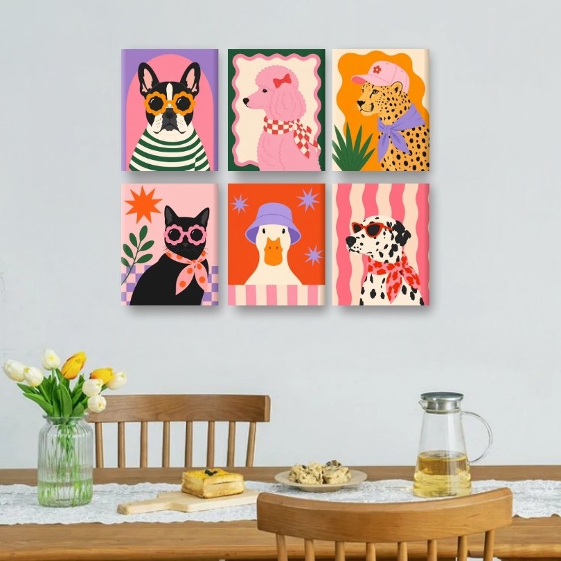 6 Mini Paintings - Glamour Pets Set