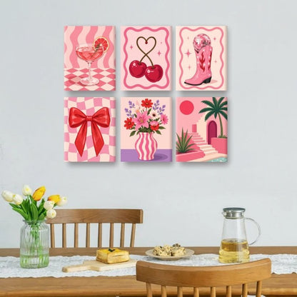 6 Mini Paintings - Pretty in Pink Set