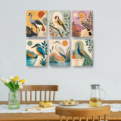 6 Mini Paintings - Majestic Birds Set