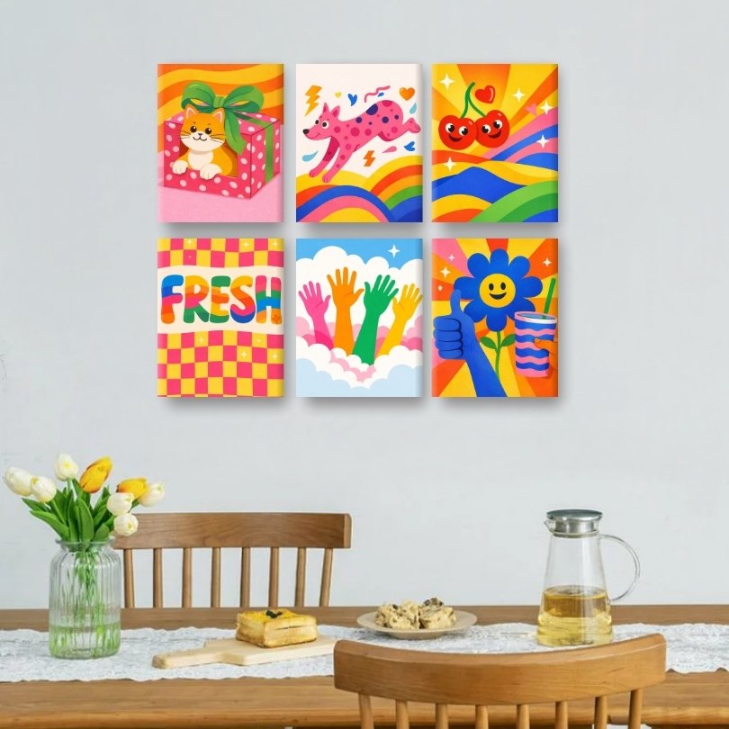 6 Mini Paintings - Rainbow Pop Set
