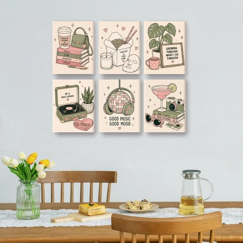6 Mini Paintings -  Self Care Set