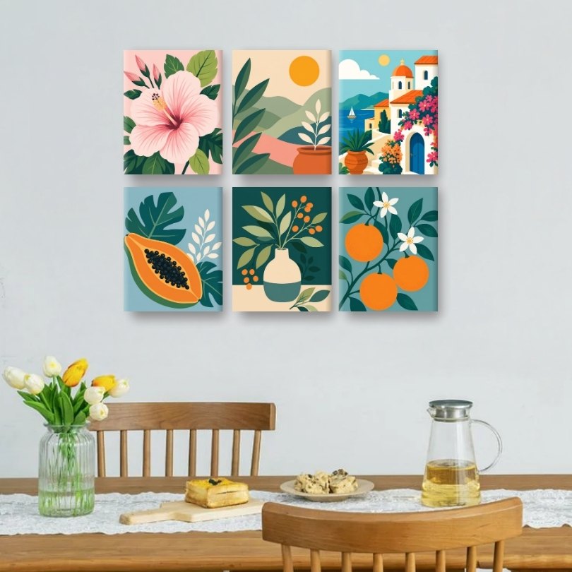 6 Mini Paintings - Fresh Botanicals Set