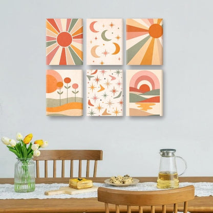 6 Mini Paintings - Boho Sunset Set