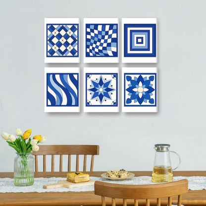 6 Mini Paintings -  Delft Blue Patterns Set