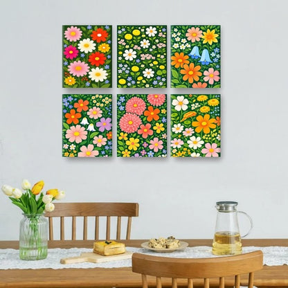 6 Mini Paintings - Flower Field Set