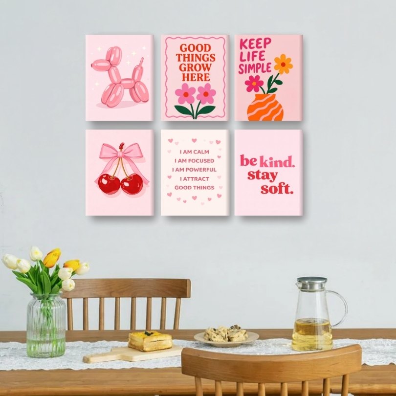 6 Mini Paintings - Pink Palette Set