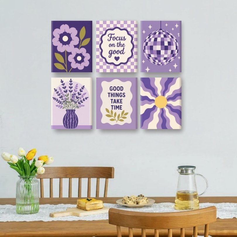 6 Mini Paintings - Lavender Dreams Set