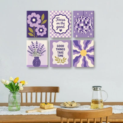6 Mini Paintings - Lavender Dreams Set