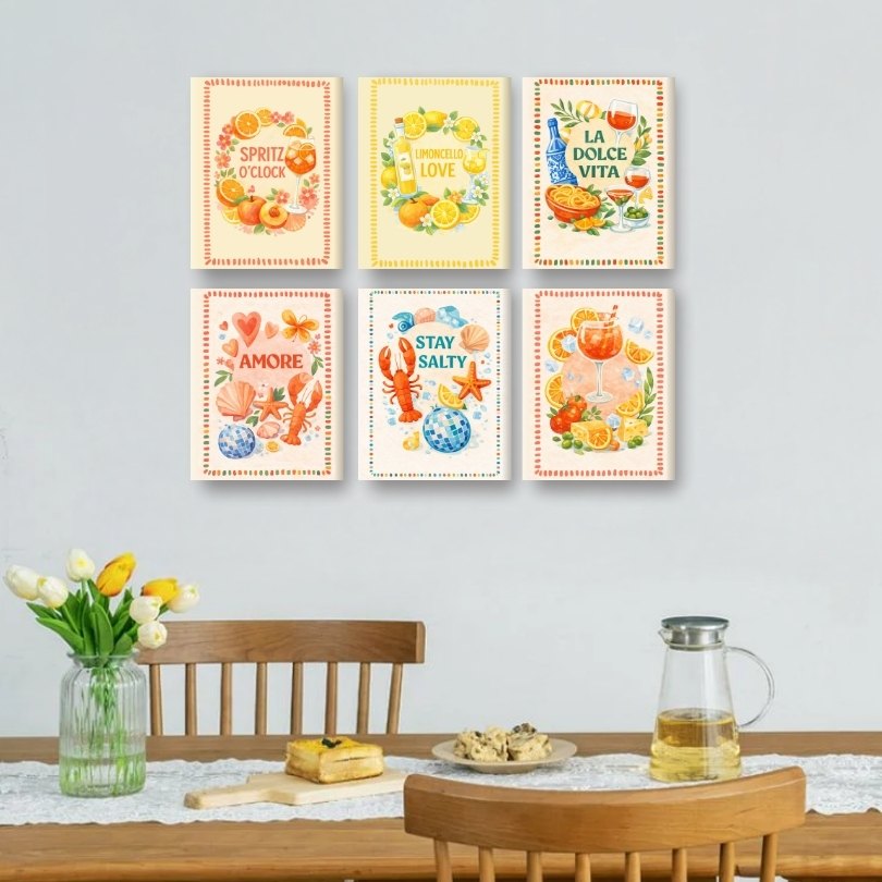 6 Mini Paintings - Limoncello & Aperol Set