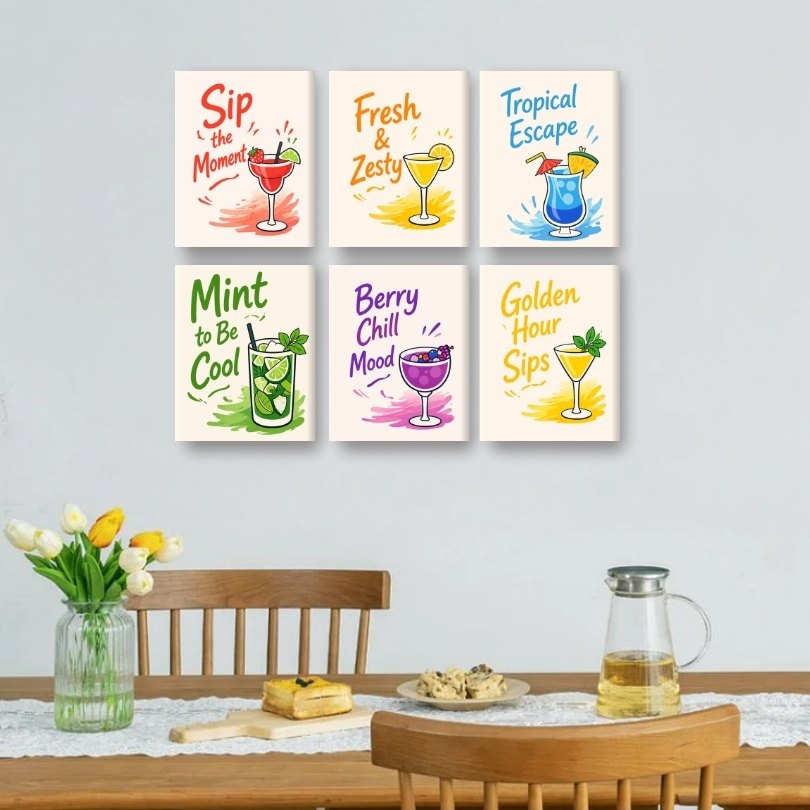 6 Mini Paintings - Cocktail Quotes Set