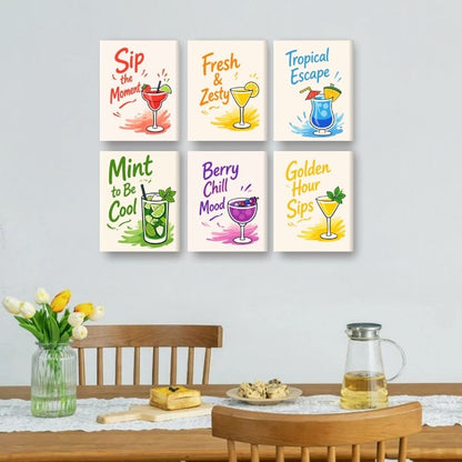 6 Mini Paintings - Cocktail Quotes Set