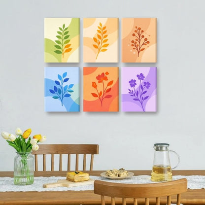 6 Mini Paintings - Colorful Plants Set