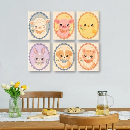 6 Mini Paintings - Cute Animals Set