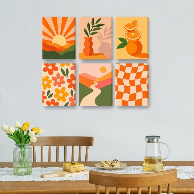 6 Mini Paintings - Golden Citrus Set