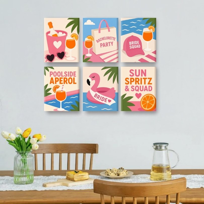 6 Mini Paintings - Aperol Bachelorette Set