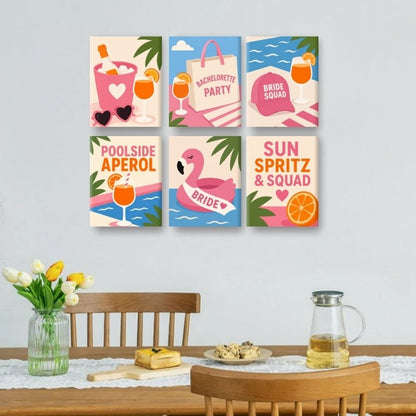 6 Mini Paintings - Aperol Bachelorette Set