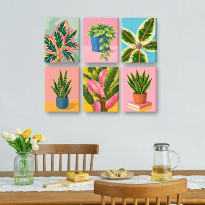 6 Mini Paintings - Beautiful Plants Set