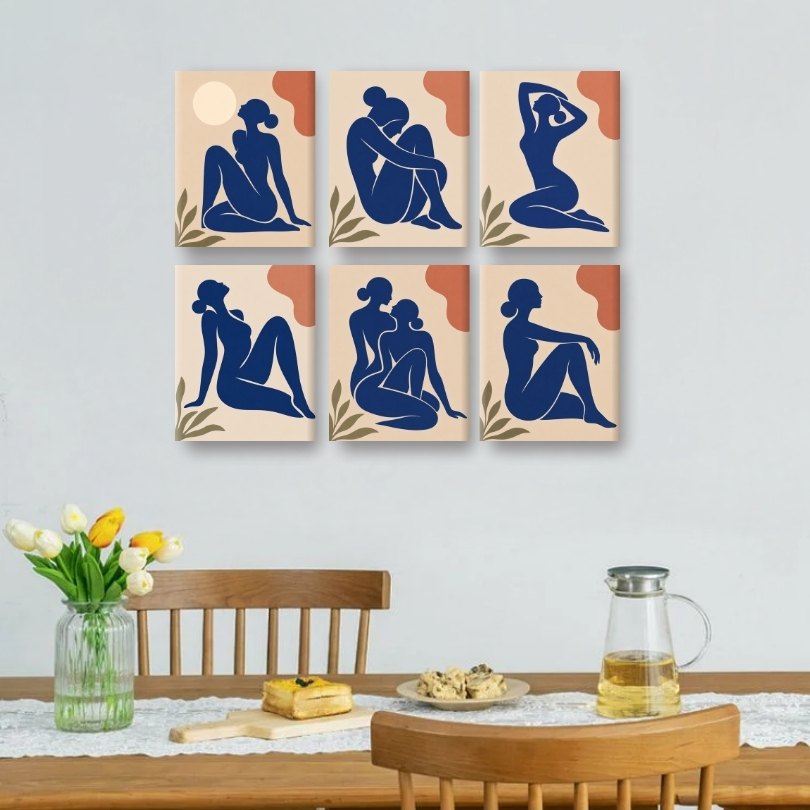 6 Mini Paintings -  La Femme Set