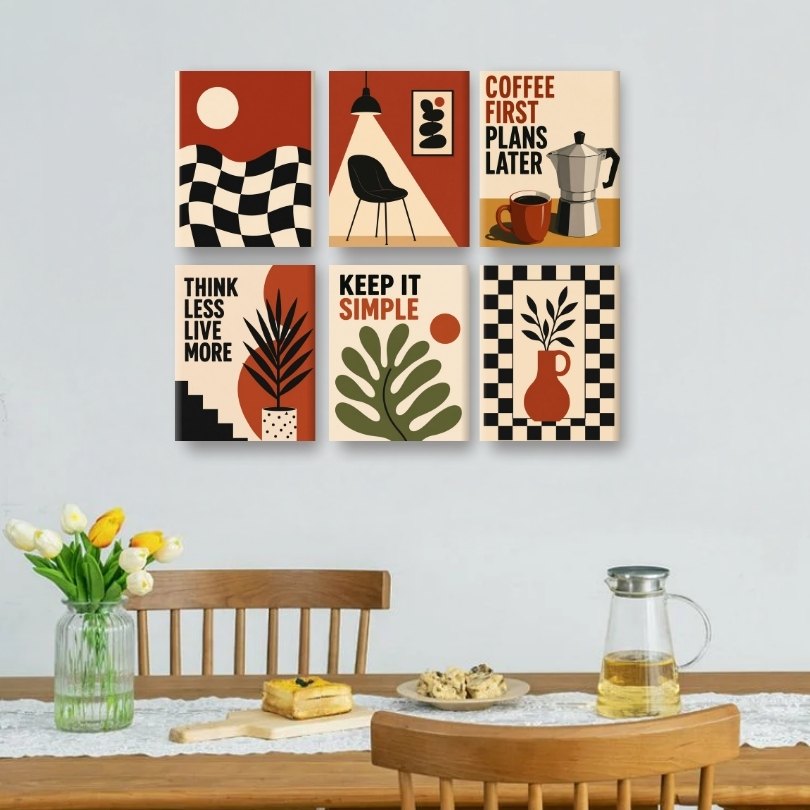 6 Mini Paintings - Retro Modern Set