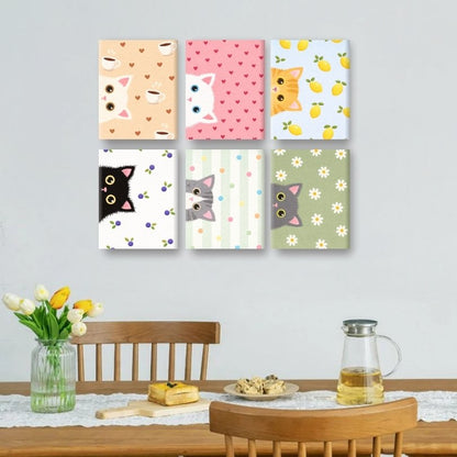 6 Mini Paintings - Curious Cats Set