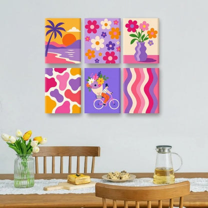 6 Mini Paintings - Flower Power Set