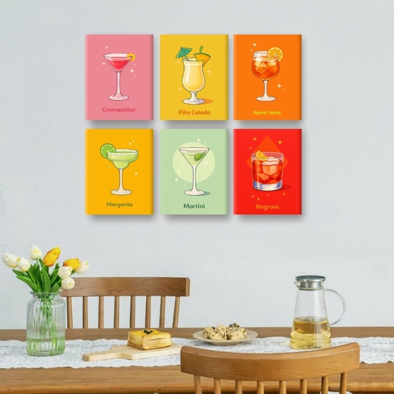 6 Mini Paintings - Happy Hour Set