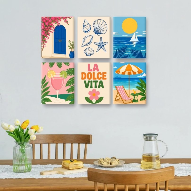 6 Mini Paintings -  Blue Horizon Set