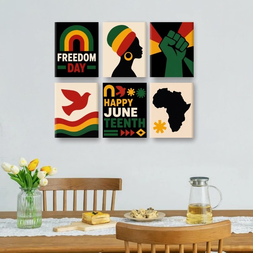 6 Mini Paintings - Happy Juneteenth Set