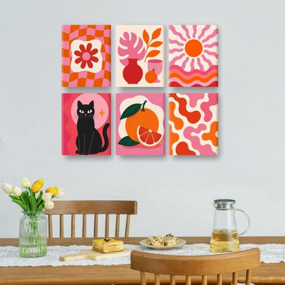 6 Mini Paintings - Retro Glow Set