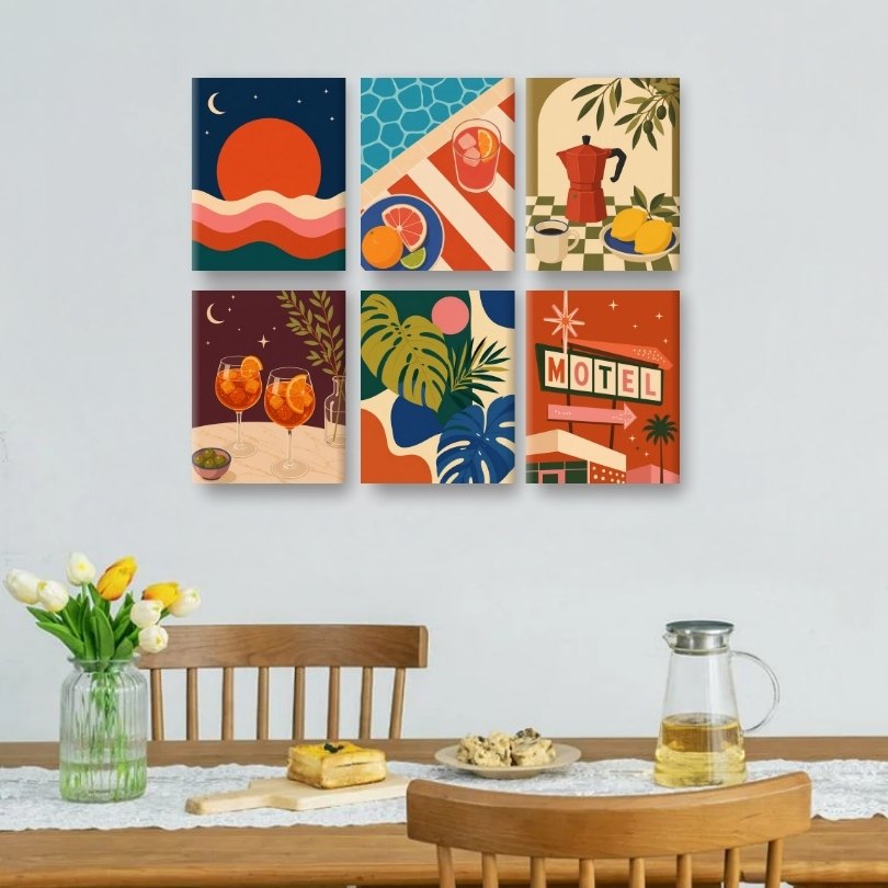 6 Mini Paintings - Evening Glow Set