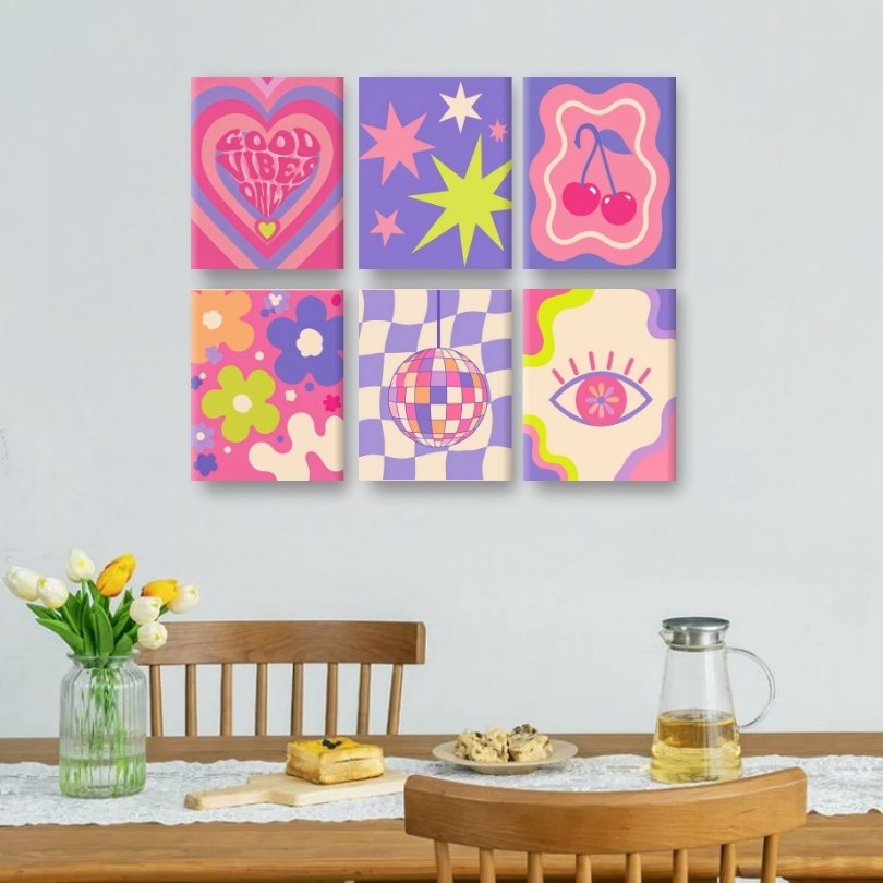 6 Mini Paintings - Cherry Disco Set
