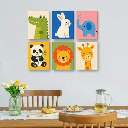 6 Mini Paintings - Cute Safari Pals Set