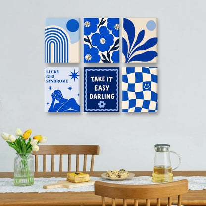 6 Mini Paintings - Coastal Blue Set