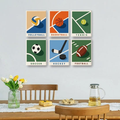 6 Mini Paintings - Sport Posters Set