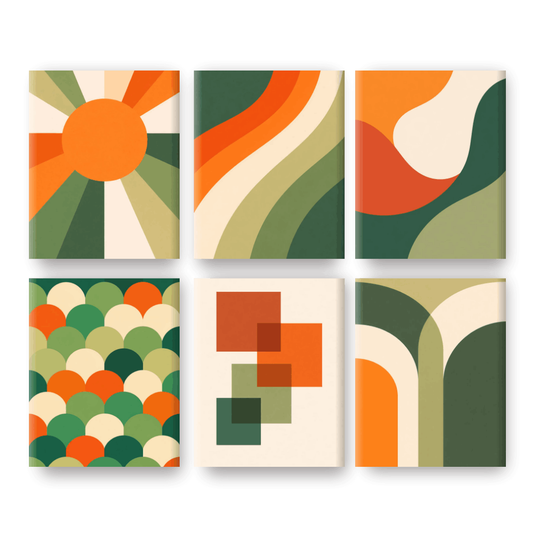 6 Mini Paintings - Retro Shapes Set