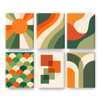 6 Mini Paintings - Retro Shapes Set