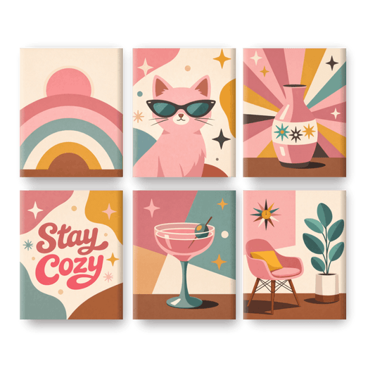 6 Mini Paintings - Stay Cozy Set