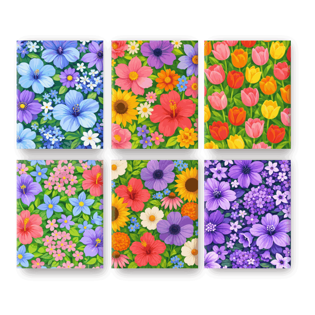 6 Mini Paintings - Beautiful Flowers Set