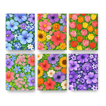 6 Mini Paintings - Beautiful Flowers Set