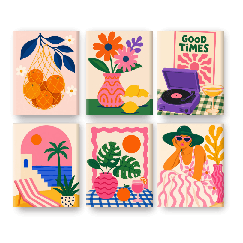 6 Mini Paintings - Good Times Set