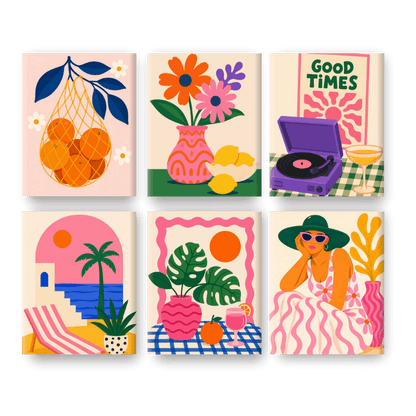 6 Mini Paintings - Good Times Set