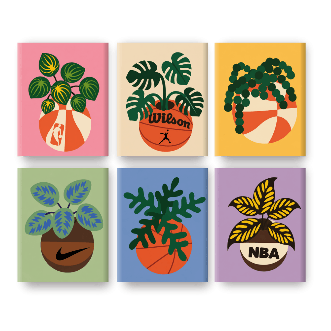 6 Mini Paintings - Blooming Basketball Set
