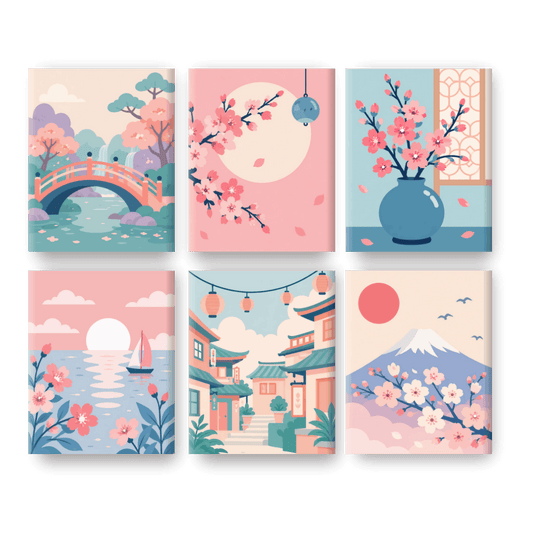 6 Mini Paintings - Mount Fuji Set