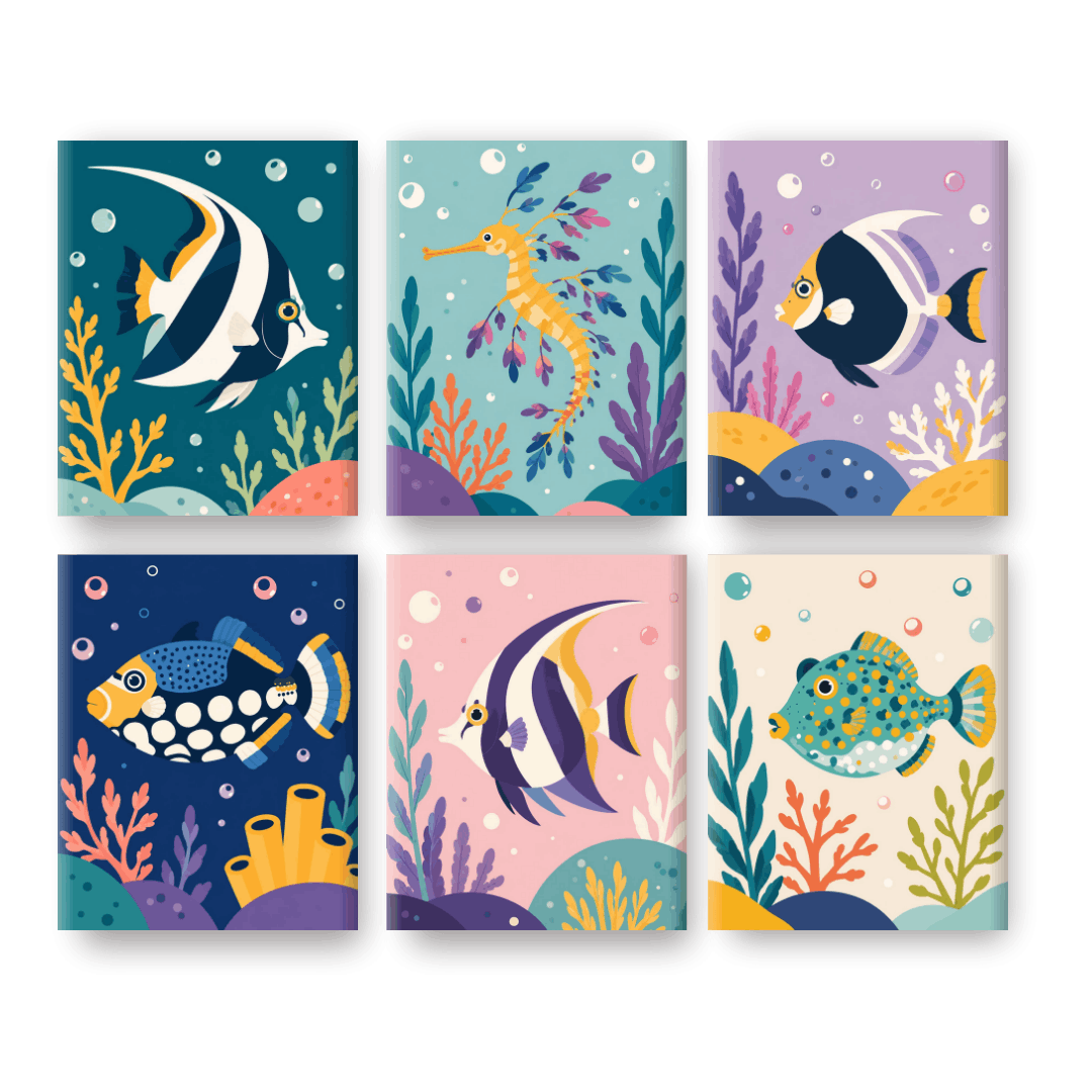 6 Mini Paintings - Ocean Wonders Set