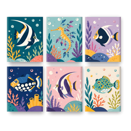 6 Mini Paintings - Ocean Wonders Set
