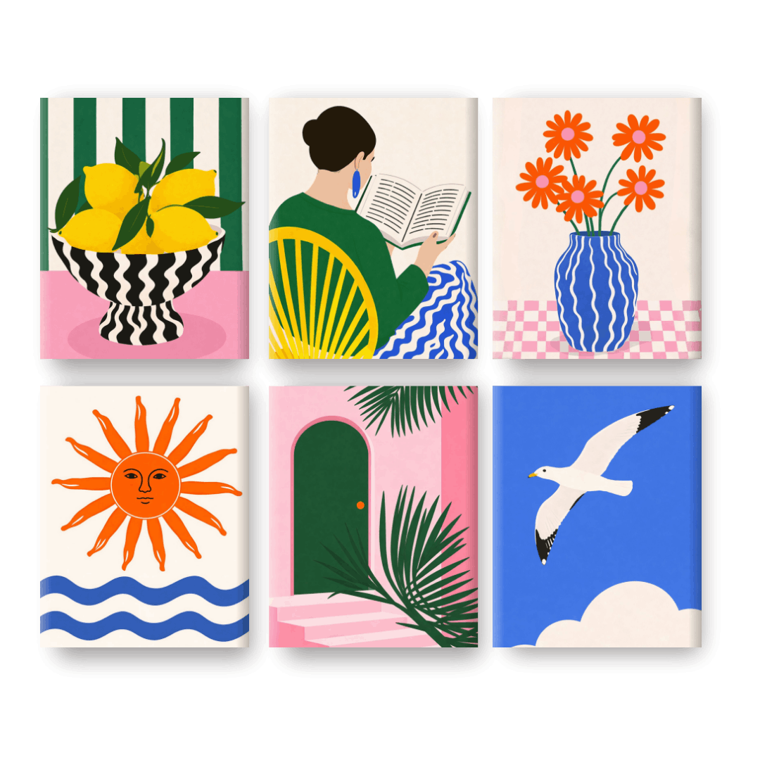 6 Mini Paintings - Sunny Mediterranean Set