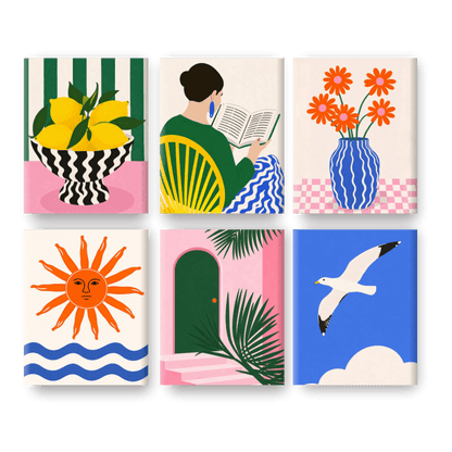 6 Mini Paintings - Sunny Mediterranean Set