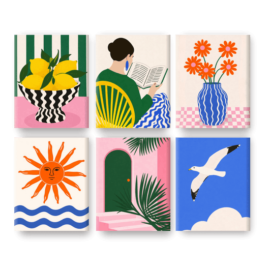 6 Mini Paintings - Sunny Mediterranean Set