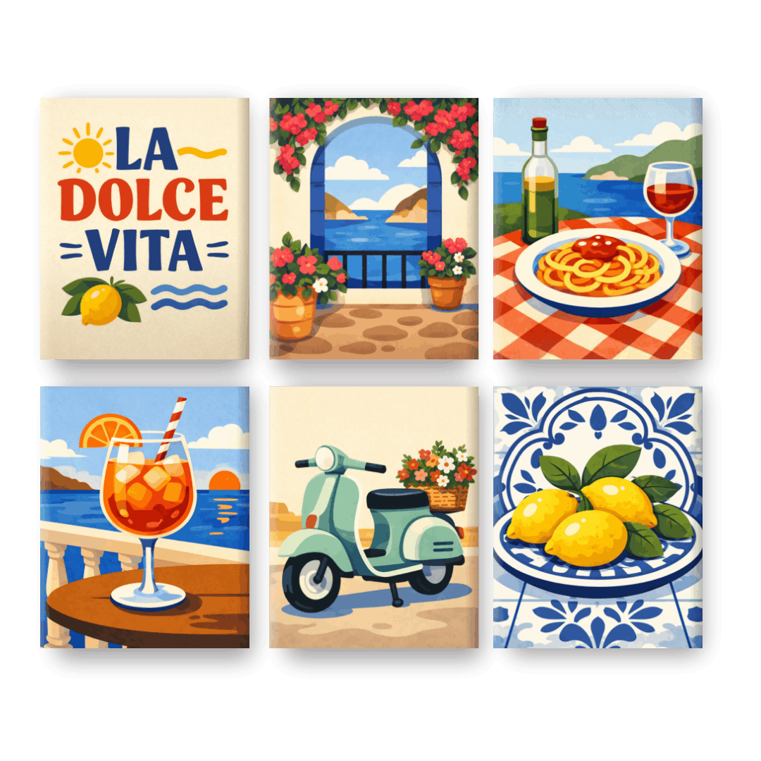 6 Mini Paintings - Dolce Vita Moments Set