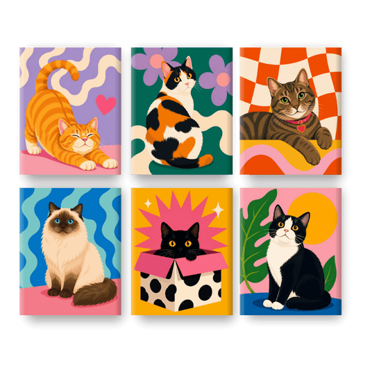 6 Mini Paintings - Feline Friends Set